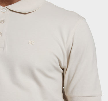 Polo fondo entero para hombre crema