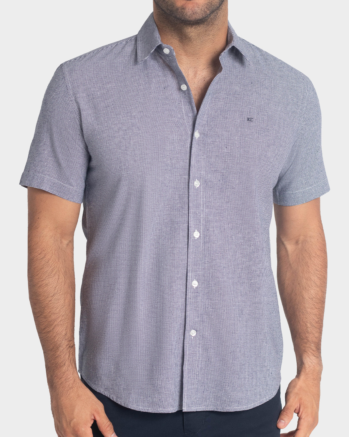 Camisa manga corta a cuadros para hombre