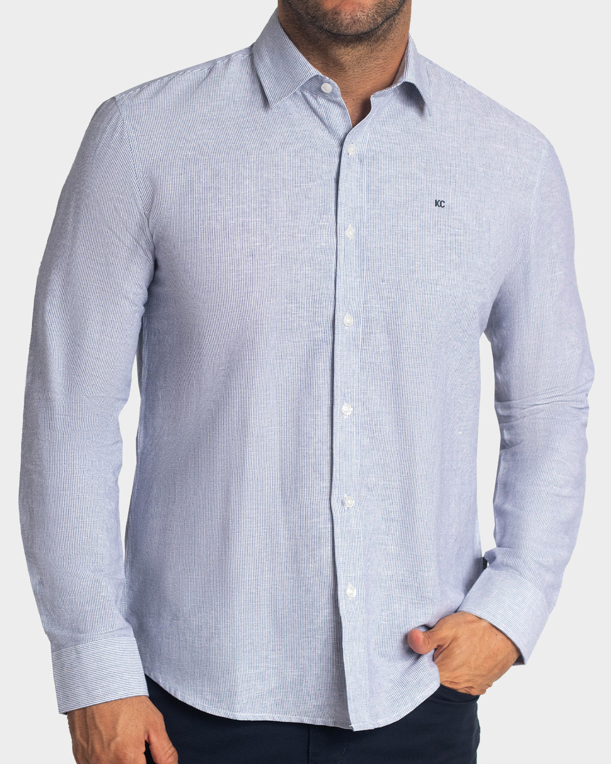 Camisa manga larga a rayas para hombre
